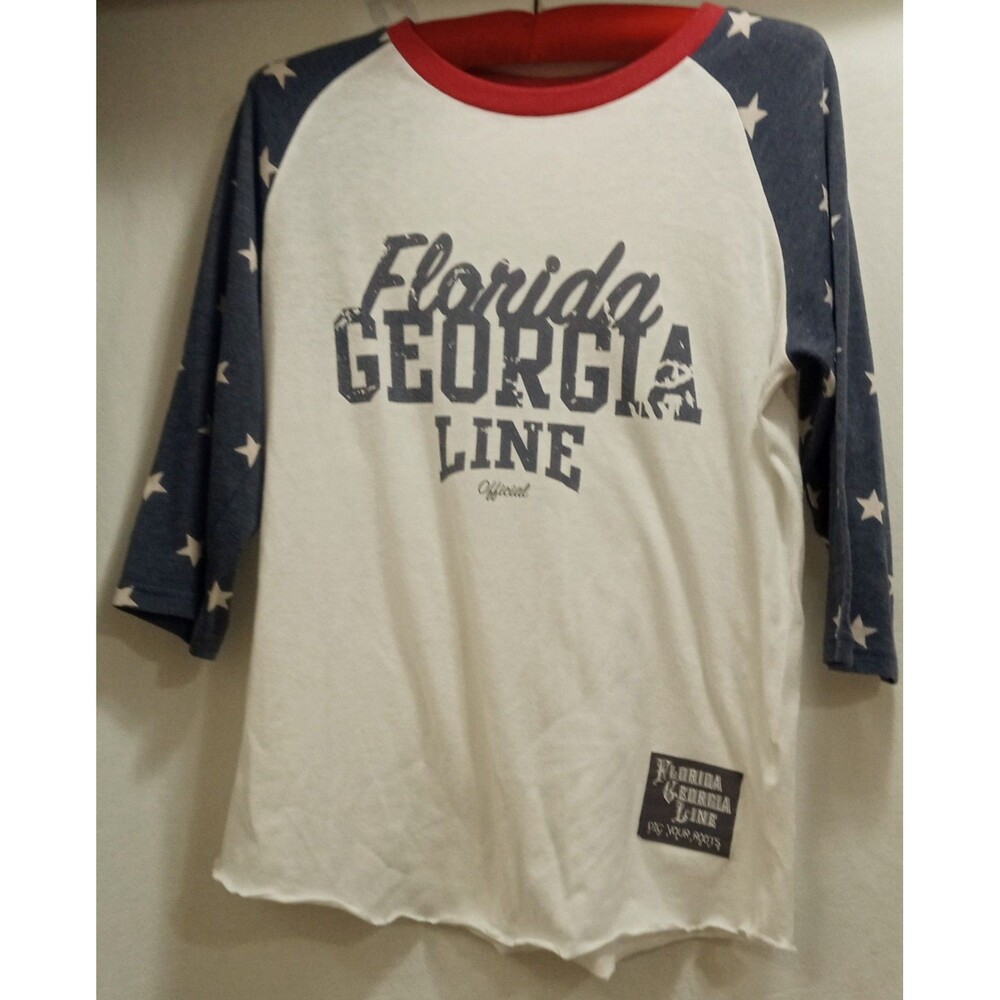 Florida Georgia Line Women's Medium Red White Blue 2016 Dig Your Roots Tour Note